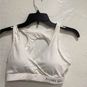 PoChee Bum White Racerback Sports Bralette